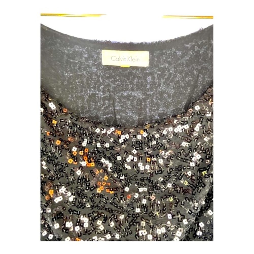 CALVIN KLEIN BLACK SEQUINED PARTY DRESS MID LENGTH Size XL - Picture 7 of 9